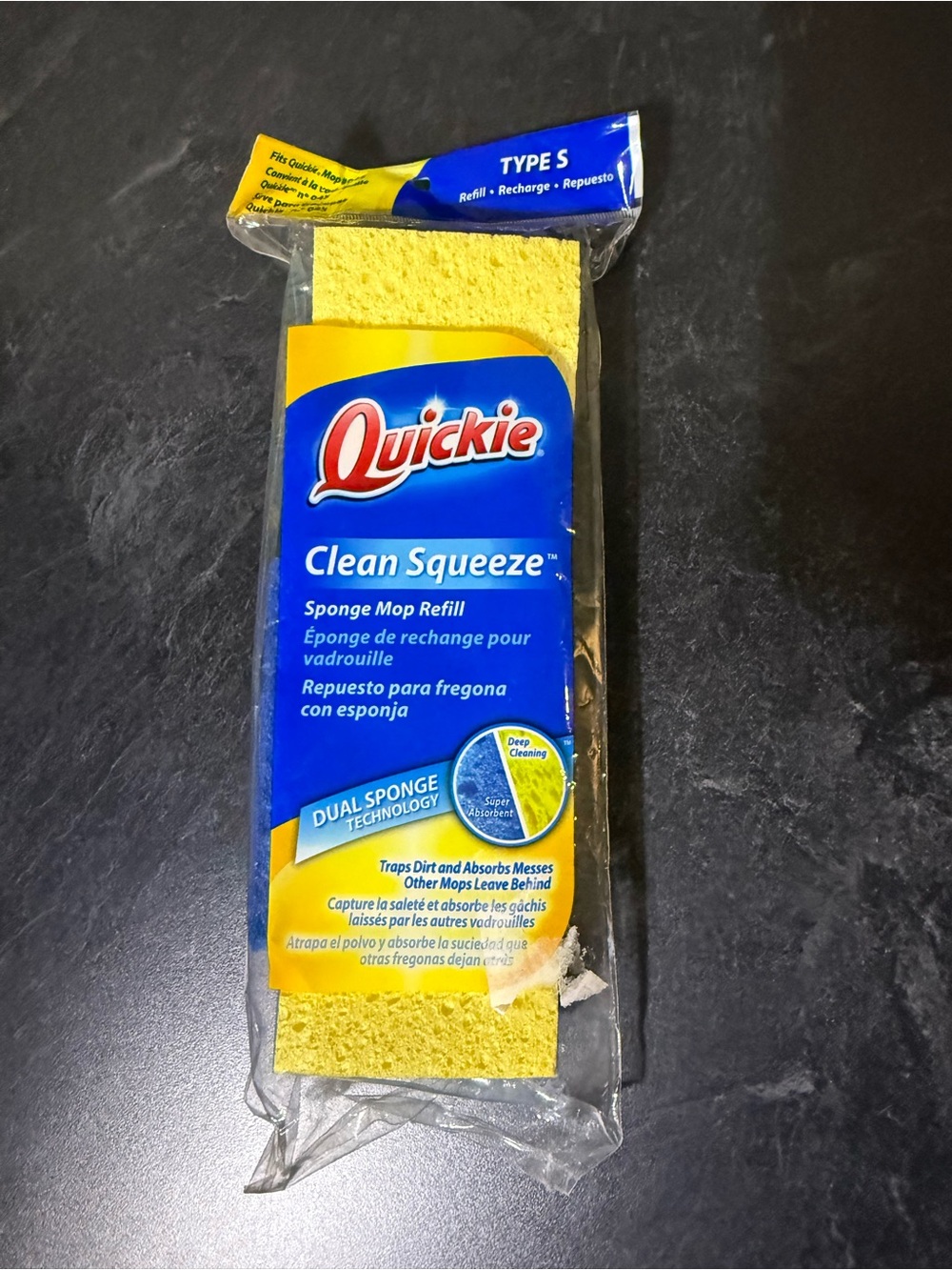 Quickie Clean Squeeze Dual Sponge Mop Refill Type S Fits Mop #045 New